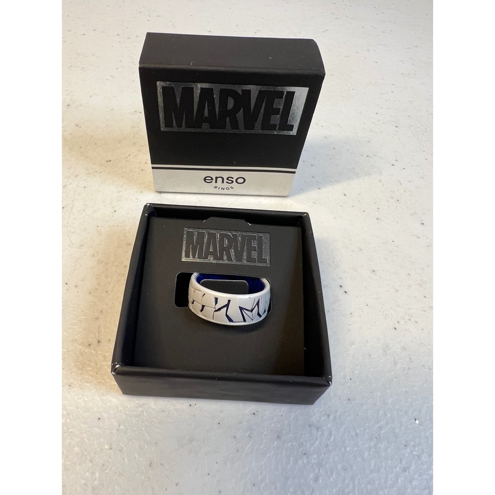 Enso Rings Marvel Avengers Captain America White Blue Silicone Ring Size 7 Box